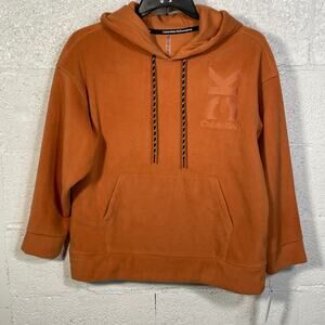 Calvin Klein Women's Embroidered Fleece Hoodie orange Small